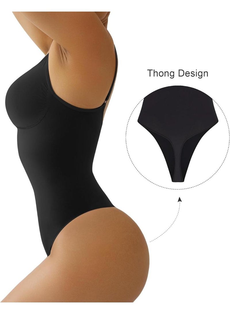 خاجول بدلة نحت للجسم بدون خياطة للتحكم في شكل البطن، مشد خصر للنساء، مشد كامل للجسم عالي الخصر (أسود) - Image 3