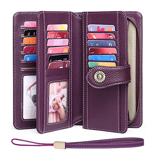 FALAN MULE Women's Wallet Genuine Leather RFID Blocking Large Capacity Trifold Ladies Wallet Wristlet Clutch Card Holder - Image 2