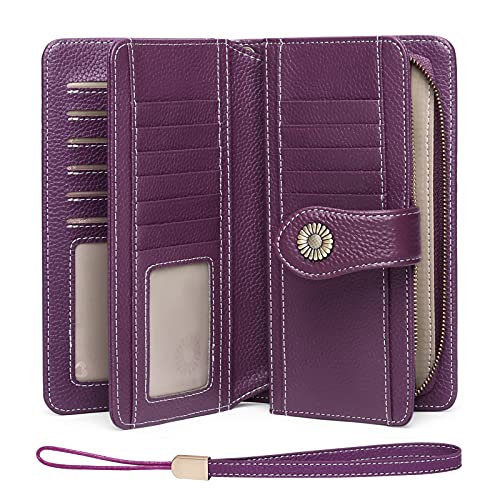 FALAN MULE Women's Wallet Genuine Leather RFID Blocking Large Capacity Trifold Ladies Wallet Wristlet Clutch Card Holder - Image 1