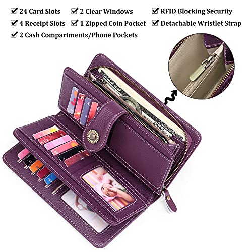 FALAN MULE Women's Wallet Genuine Leather RFID Blocking Large Capacity Trifold Ladies Wallet Wristlet Clutch Card Holder - Image 3