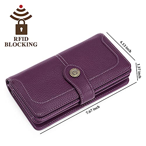 FALAN MULE Women's Wallet Genuine Leather RFID Blocking Large Capacity Trifold Ladies Wallet Wristlet Clutch Card Holder - Image 4