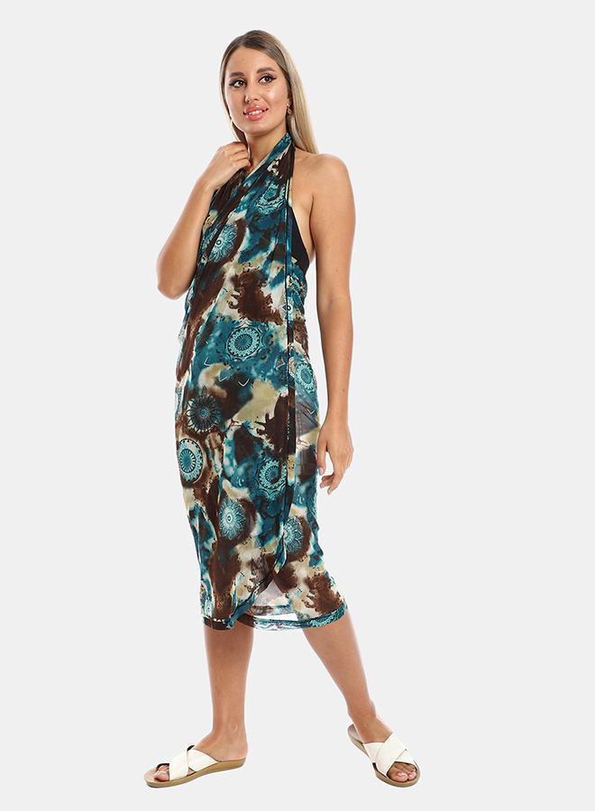 kady Jamila Women Self Pattern Round Collar Cover Up OUTERWEAR, teal, ONE SIZE- Fitted - Image 2