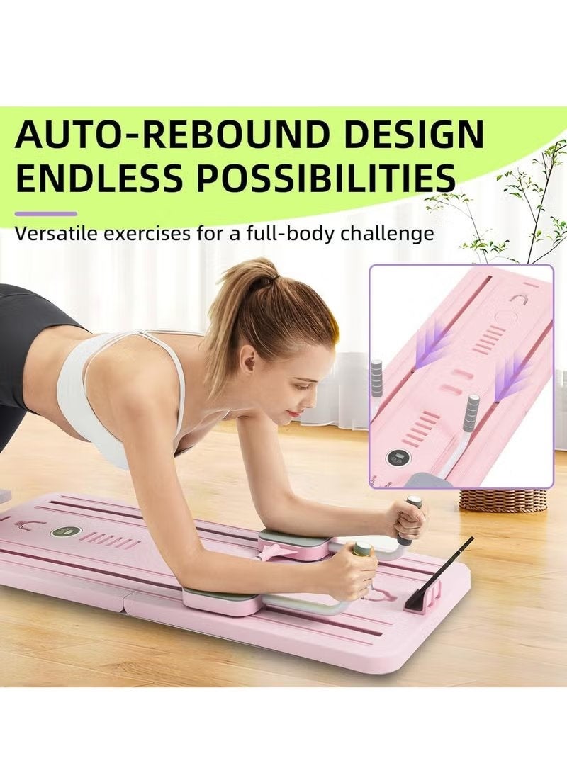 ELTRAZONE Portable Pilates Reformer Machine for Home Gym Auto Rebound Pilates Board with Abdominal Core Trainer Full Body Workout Equipment Foldable Exercise Trainer for Strength Training Fitness and Toning - Image 2
