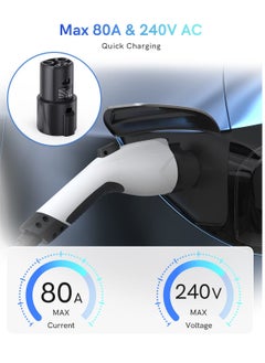 SYOSI J1772 to Tesla Charger Adapter 80 Amp/240VAC, Safety Certified, Compatible with Tesla Model 3 Y S X, Portable Outdoor SAE J1772 EV Adapter for Tesla  - Image 2