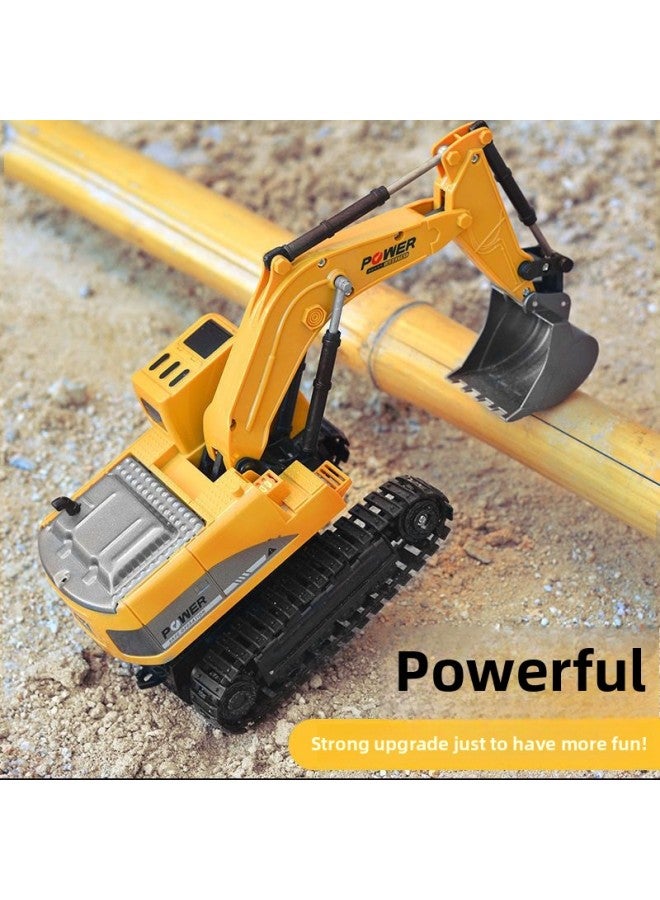 Children's Excavator Toy 6-channel LarGe Alloy 2.4G Remote Control Wireless Electric EnGineerinG Excavator Boy Gift-Color:6-channel Alloy Excavator (mail Order Box)-Scale:Free Body Battery 1 + Remote Control Battery + Charging Cable  - Image 5