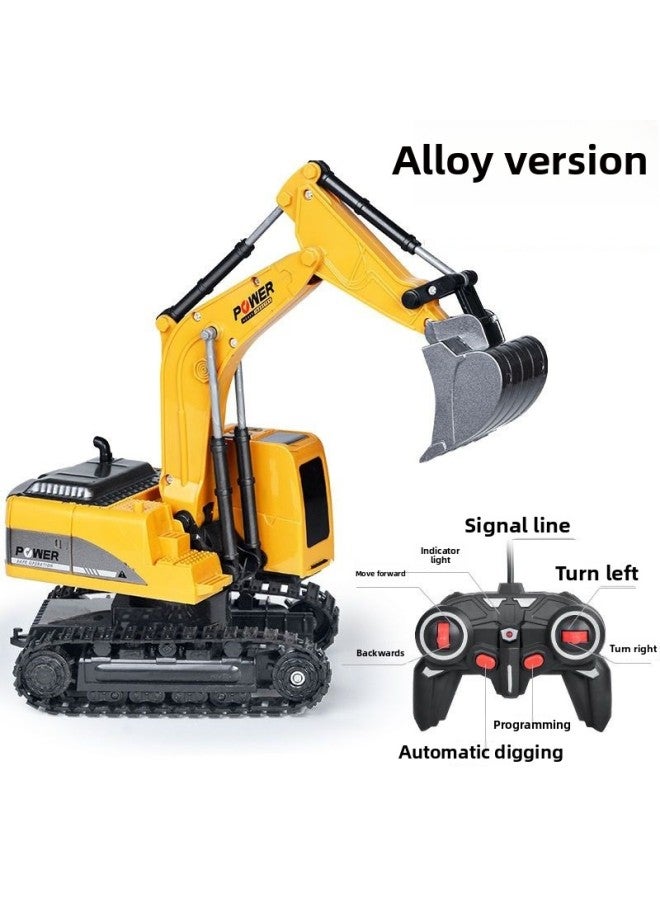 Children's Excavator Toy 6-channel LarGe Alloy 2.4G Remote Control Wireless Electric EnGineerinG Excavator Boy Gift-Color:6-channel Alloy Excavator (mail Order Box)-Scale:Free Body Battery 1 + Remote Control Battery + Charging Cable  - Image 3