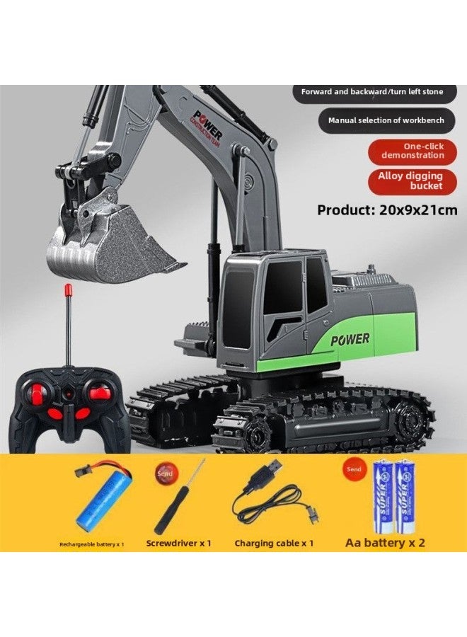 Children's Excavator Toy 6-channel LarGe Alloy 2.4G Remote Control Wireless Electric EnGineerinG Excavator Boy Gift-Color:6-channel Alloy Excavator (mail Order Box)-Scale:Free Body Battery 1 + Remote Control Battery + Charging Cable  - Image 1