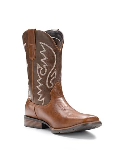 IUV Cowboy Boots For Men Western Boot Durable Fashionable Retro Classic Embroidered Pull On Slip Resistant Boots - Image 2