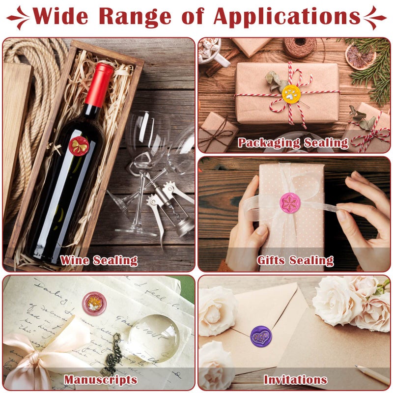 anezus Upgraded Wax Seal Stamp Kit, Anezus 790pcs Sealing Stamp Kit with Wax Seal Beads, Stamps, Warmer, Vintage Envelopes, and Gift Box for Letter Sealing, Invitation Cards, Craft Decoration - Image 4