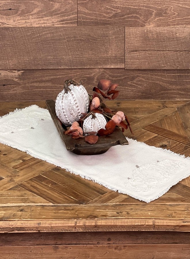 Piper Classics White Harvest Pumpkin Table Runner, 54" Long, Fall Thanksgiving Antique White Modern Farmhouse Kitchen Table Decor - Image 4