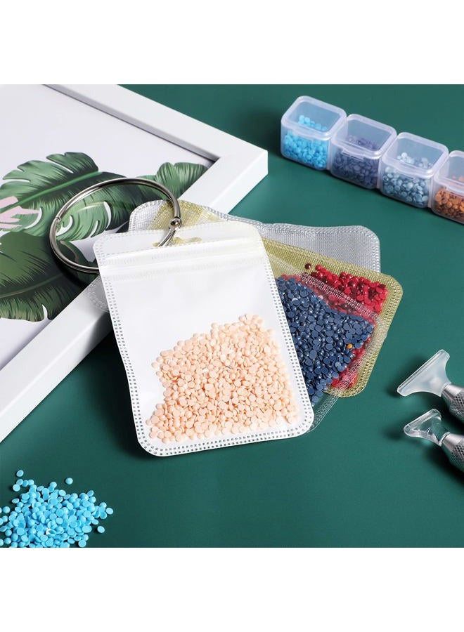 Outus 200 Pieces Diamond Painting Accessories Storage Container Diamond Art Resealable Bags Diamond Painting Tools with 4 Round Binding Rings, 5 Sheets Number Stickers and 5 Sheets Sticker Label - Image 4