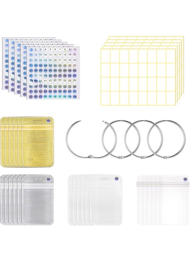 Outus 200 Pieces Diamond Painting Accessories Storage Container Diamond Art Resealable Bags Diamond Painting Tools with 4 Round Binding Rings, 5 Sheets Number Stickers and 5 Sheets Sticker Label - Image 1
