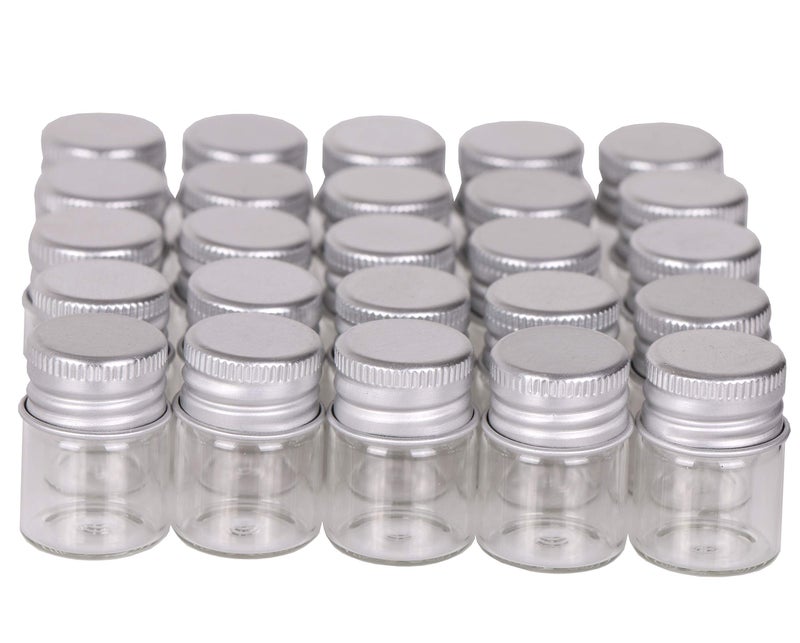 Maxmau 100 Sets Small Glass Bottles With Aluminum Cap Screw Top Lids 5 Milliliter Tiny Vials Diy Art Craft Storage - Image 2