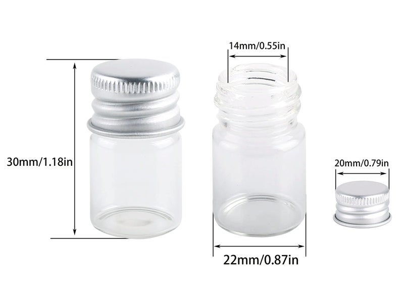 Maxmau 100 Sets Small Glass Bottles With Aluminum Cap Screw Top Lids 5 Milliliter Tiny Vials Diy Art Craft Storage - Image 3