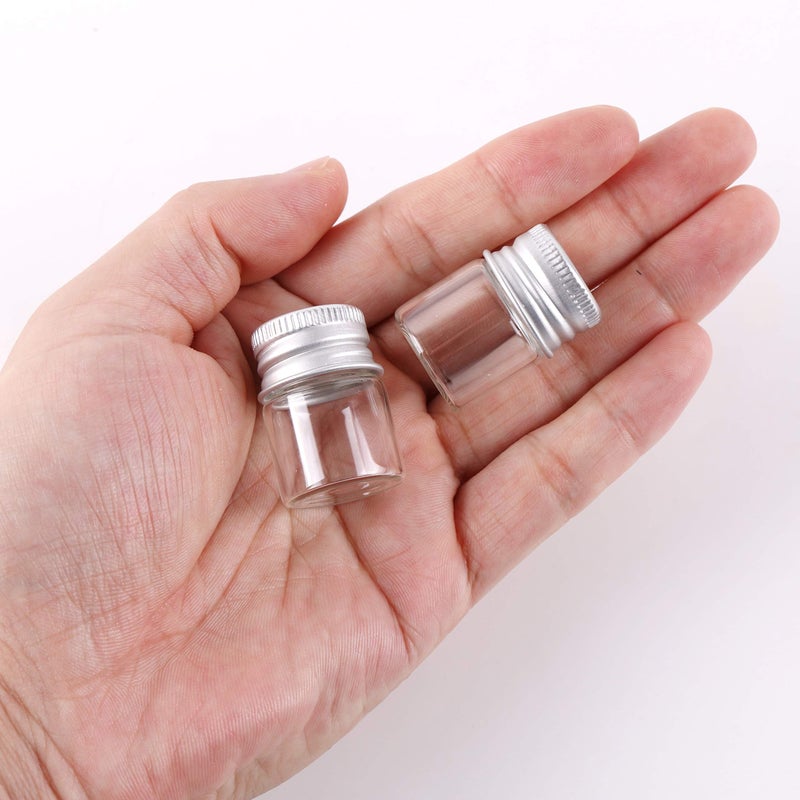Maxmau 100 Sets Small Glass Bottles With Aluminum Cap Screw Top Lids 5 Milliliter Tiny Vials Diy Art Craft Storage - Image 5