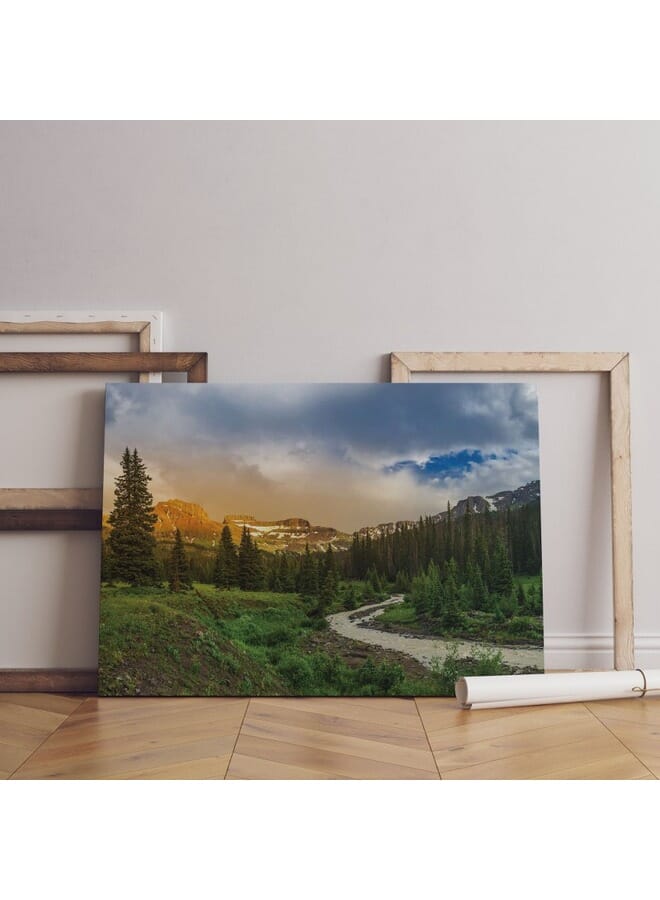 Home Gallery Beautiful Mountain Landscape With Green Trees Canvas Wall Art  - Image 1