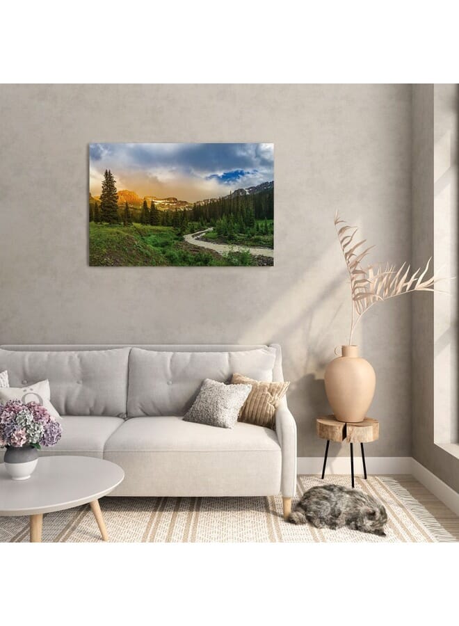 Home Gallery Beautiful Mountain Landscape With Green Trees Canvas Wall Art  - Image 2
