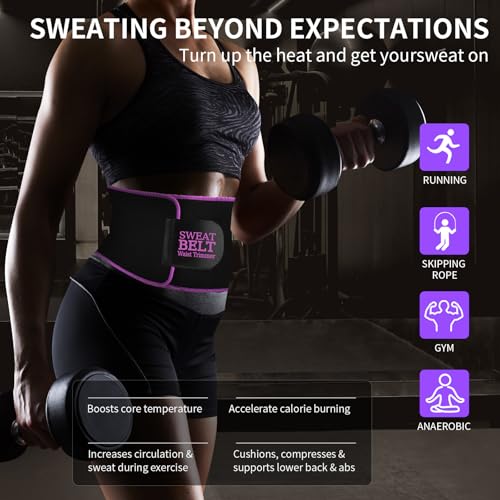 LKV Sweat Waist Trainer for Women Belly Fat Neoprene Waist Trimmer for Women Workout Purple - Image 3