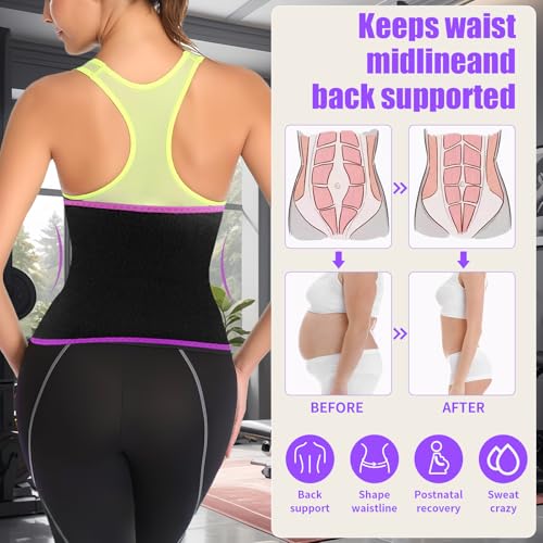 LKV Sweat Waist Trainer for Women Belly Fat Neoprene Waist Trimmer for Women Workout Purple - Image 4