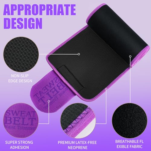 LKV Sweat Waist Trainer for Women Belly Fat Neoprene Waist Trimmer for Women Workout Purple - Image 5