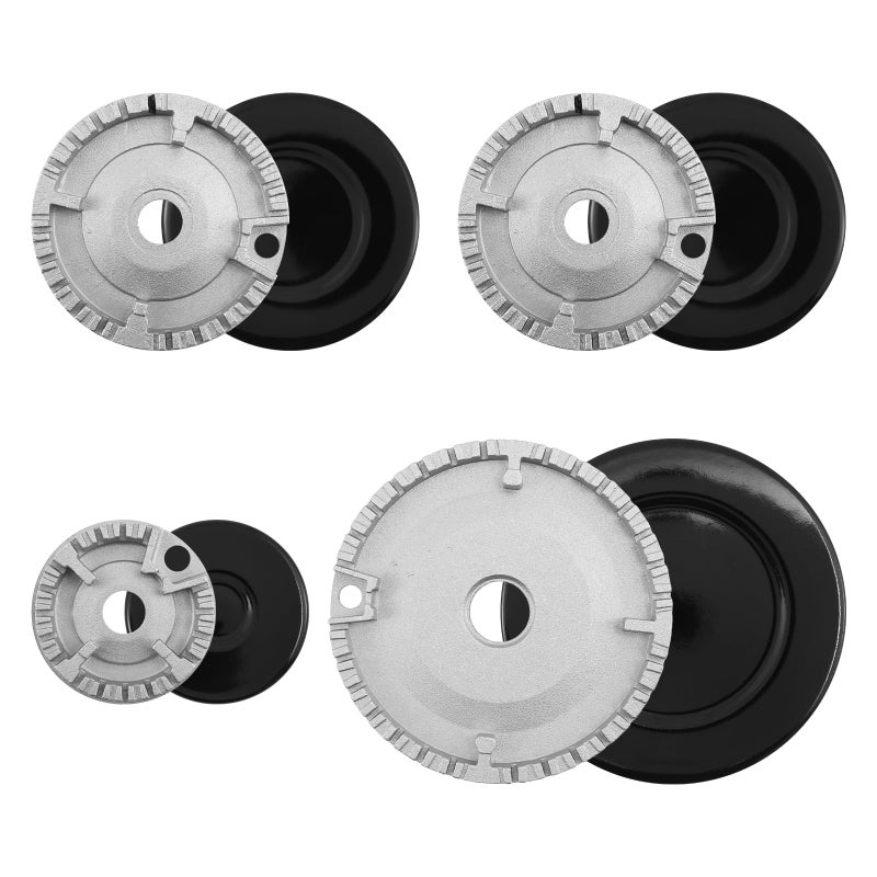 8-piece gas stove burner metal cover and burner head accessory set, kitchen burner cap set (suitable for most gas stoves) - Image 1