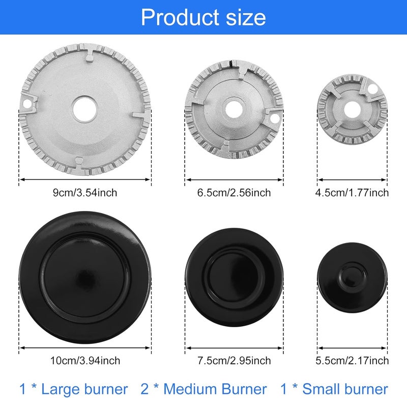 8-piece gas stove burner metal cover and burner head accessory set, kitchen burner cap set (suitable for most gas stoves) - Image 3