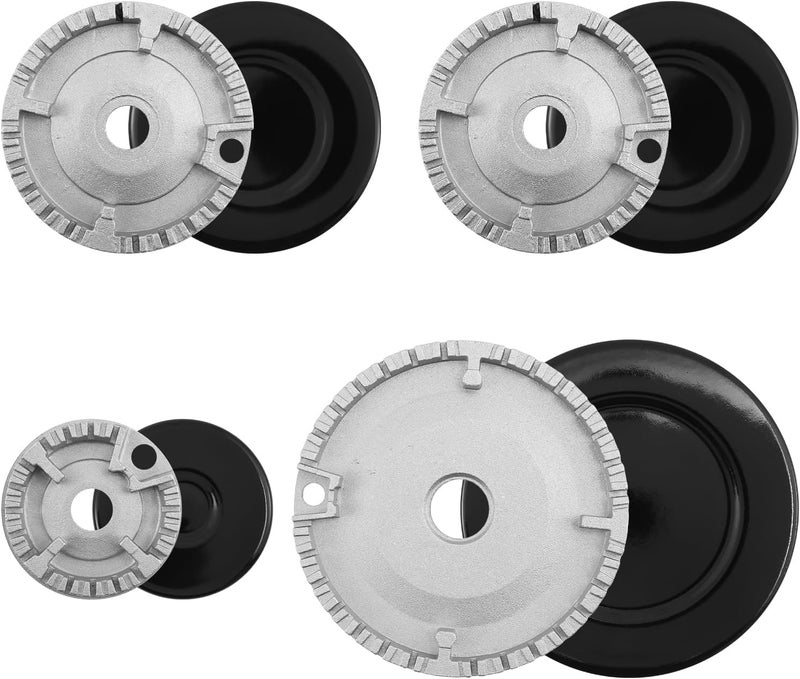 8-piece gas stove burner metal cover and burner head accessory set, kitchen burner cap set (suitable for most gas stoves) - Image 2