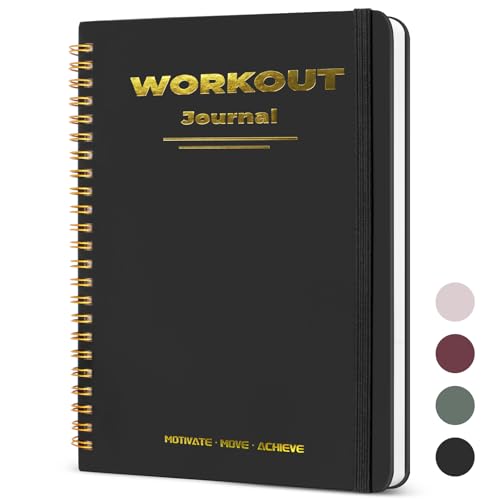 Guirnd Undated Fitness Workout Journal for Men & Women, A5(8.5" x 6.7") Fitness Journal Workout Planner, Workout Log Book Planner for Tracking, Motivating, and Achieving Your Fitness Goals - Black - Image 1