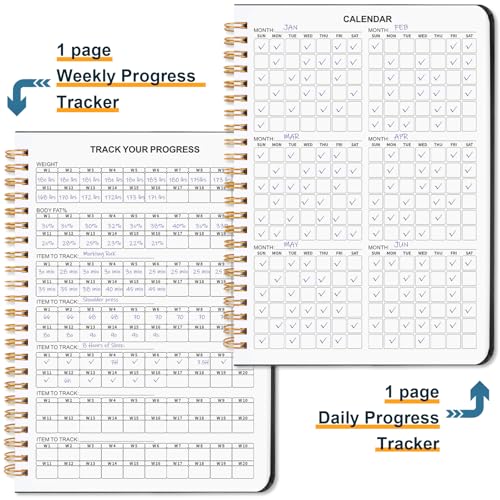 Guirnd Undated Fitness Workout Journal for Men & Women, A5(8.5" x 6.7") Fitness Journal Workout Planner, Workout Log Book Planner for Tracking, Motivating, and Achieving Your Fitness Goals - Black - Image 3
