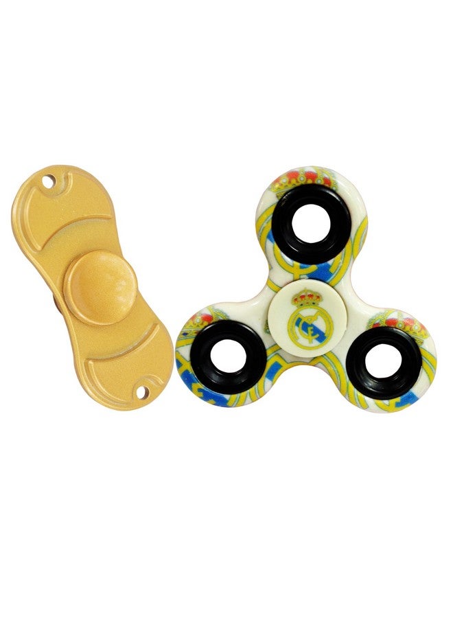 Premsons Premsons® Hand Spinner Desk Toy - High Speed Smooth Finger Spin Sensory Fidget Stress Relief Game Play for Kids & Adults - Birthday Party Gift - Combo - Football- FC + Metal Gold Dual - Image 1