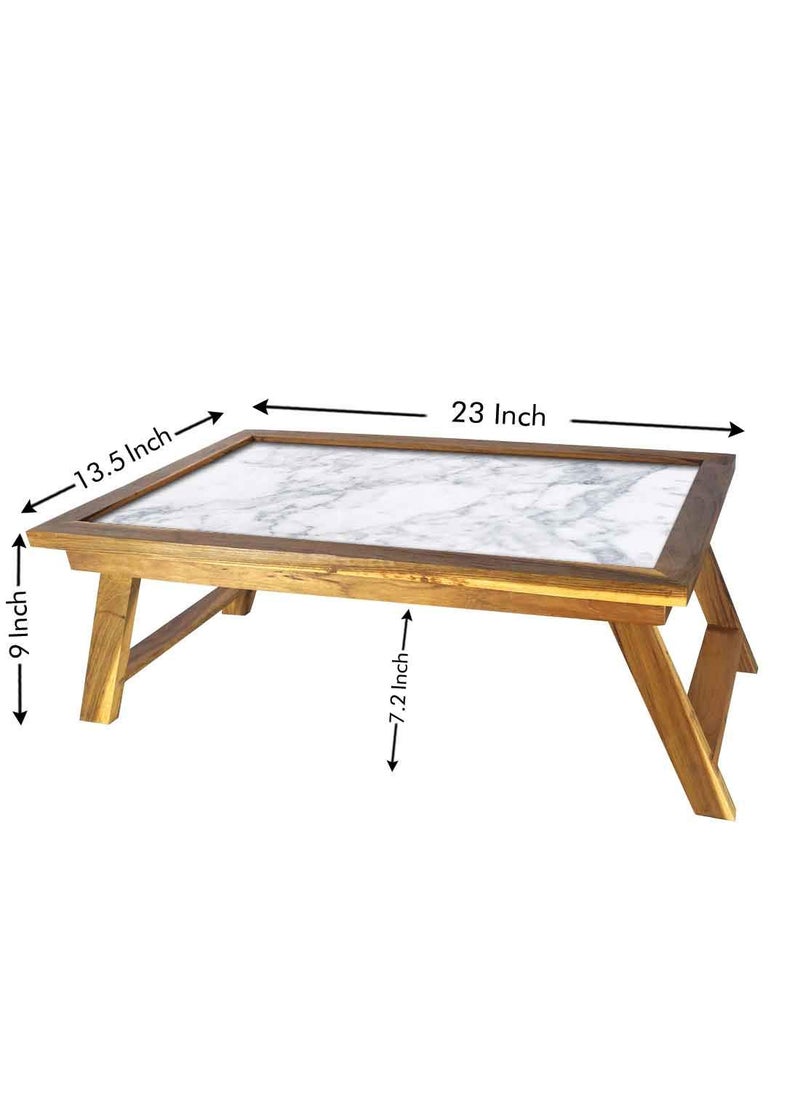 Nutcase Nutcase Designer Lapdesk Breakfast Bed TableFoldable Teak Wooden Study Desk Digital Print NOT Real Marble White Marble Effect  - Image 5