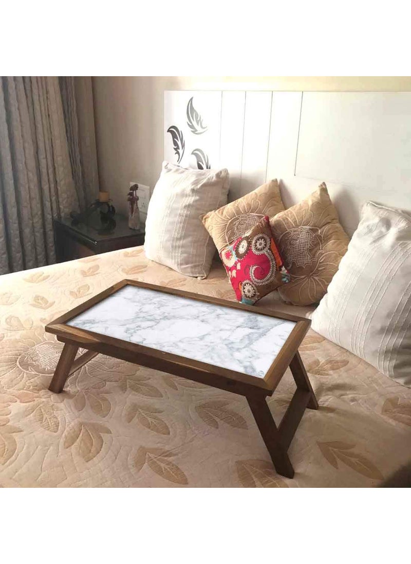 Nutcase Nutcase Designer Lapdesk Breakfast Bed TableFoldable Teak Wooden Study Desk Digital Print NOT Real Marble White Marble Effect  - Image 1