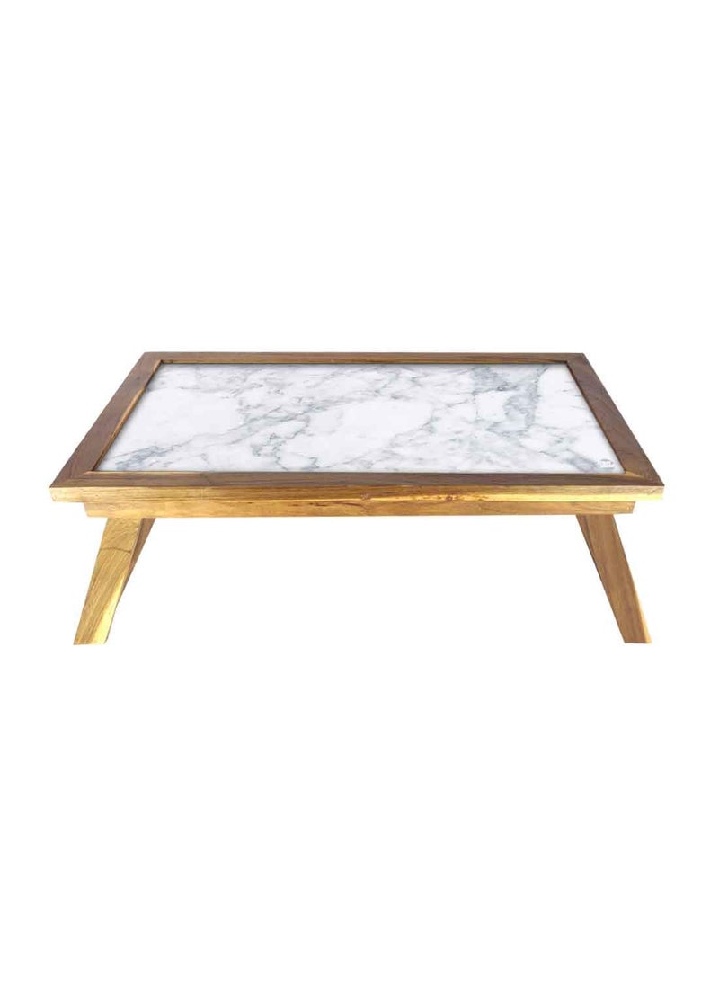 Nutcase Nutcase Designer Lapdesk Breakfast Bed TableFoldable Teak Wooden Study Desk Digital Print NOT Real Marble White Marble Effect  - Image 2
