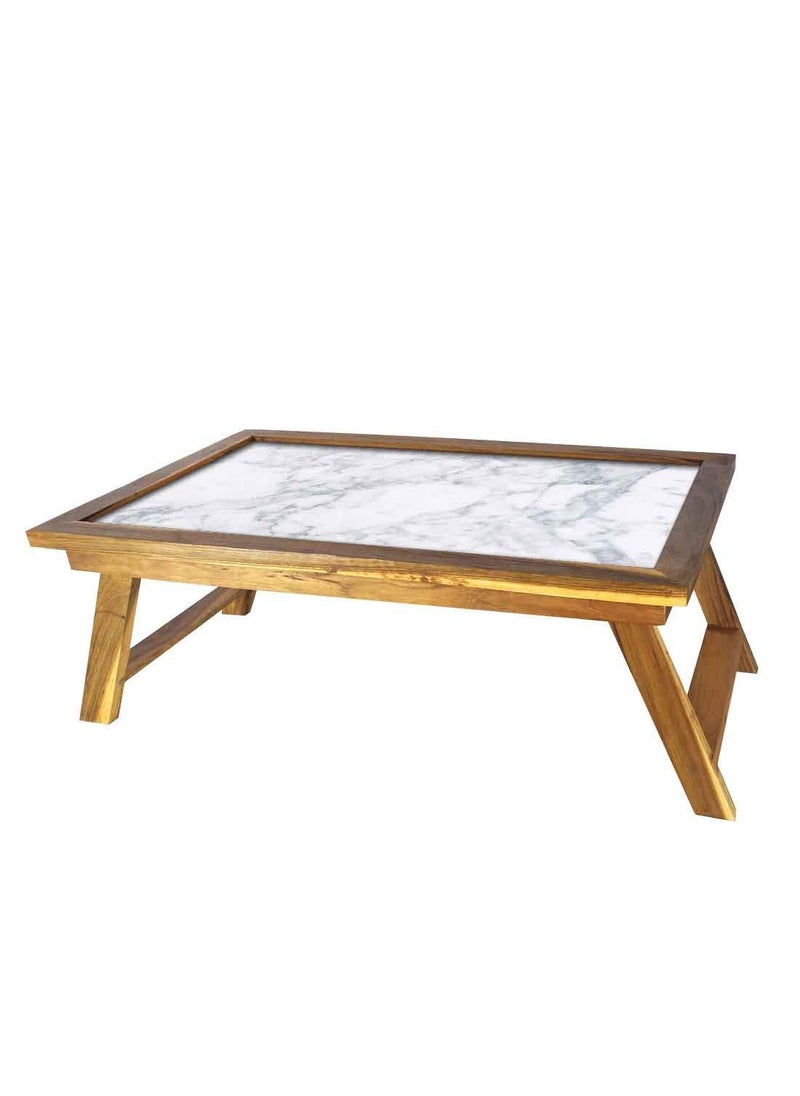Nutcase Nutcase Designer Lapdesk Breakfast Bed TableFoldable Teak Wooden Study Desk Digital Print NOT Real Marble White Marble Effect  - Image 3