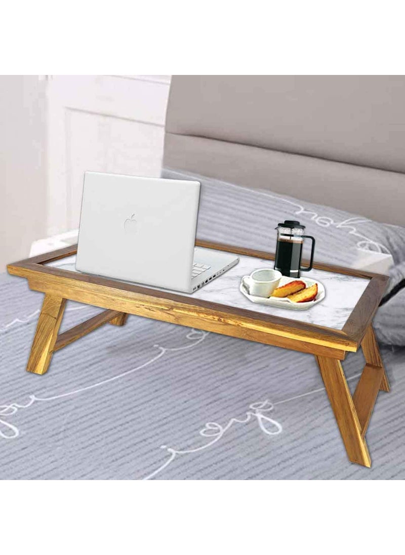 Nutcase Nutcase Designer Lapdesk Breakfast Bed TableFoldable Teak Wooden Study Desk Digital Print NOT Real Marble White Marble Effect  - Image 4