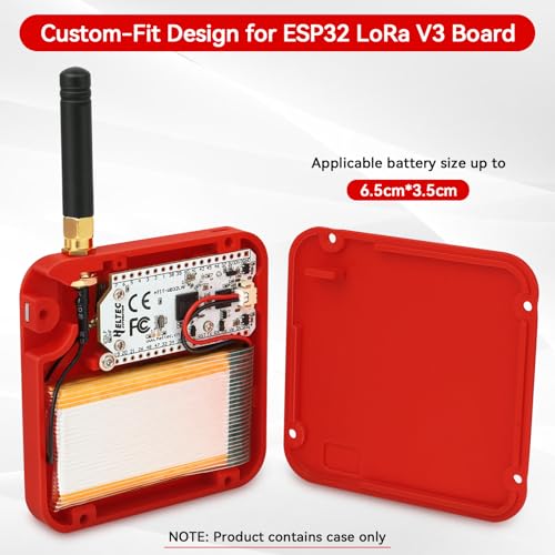 Meshnology Heltec V3 Case for ESP32 LoRa V3 Development Board Custom Meshtastic Case with Antenna Port and Charging Slot (N32, Red) - Image 3