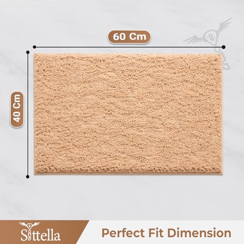 SITTELLA® Pack of 1 Premium 2000 GSM Microfiber Bathroom Mats (60x40 cm) | Ultra Soft Plush Bath Rug | Anti-Skid Backing | Super Water Absorbent & Quick Dry | Washable Bath Mat for Shower| Beige - Image 2