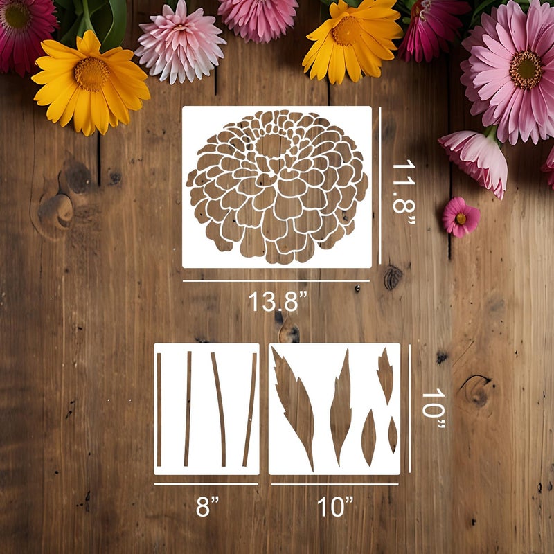 SUNVERSE Large Flower Stencils for Painting Flower Stencils for Walls 14â€ Floral Stencil Dandelion Buterfly Templates for Garden Fence Wood Furniture Fabrics - Image 2