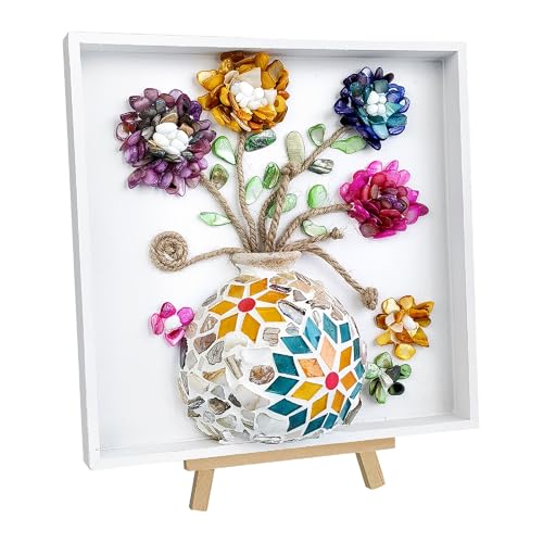 Kssiaz DIY Vase Mosaic Painting Kit DIY Mosaic Arts and Craft Kits with Vase Flower Mosaic Accessories Handmade Sticker Painting Gem Art Kit Christmas Room Decor - Image 1