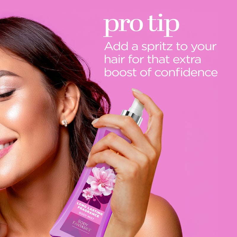 BODY FANTASIES بخاخ الجسم برائحة زهر الكرز الياباني، 8 أونصة سائلة (عبوة من قطعتين) - Image 5