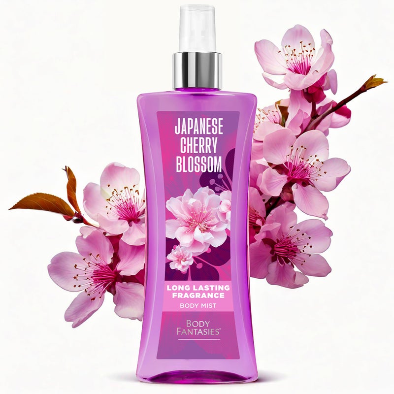 BODY FANTASIES بخاخ الجسم برائحة زهر الكرز الياباني، 8 أونصة سائلة (عبوة من قطعتين) - Image 4