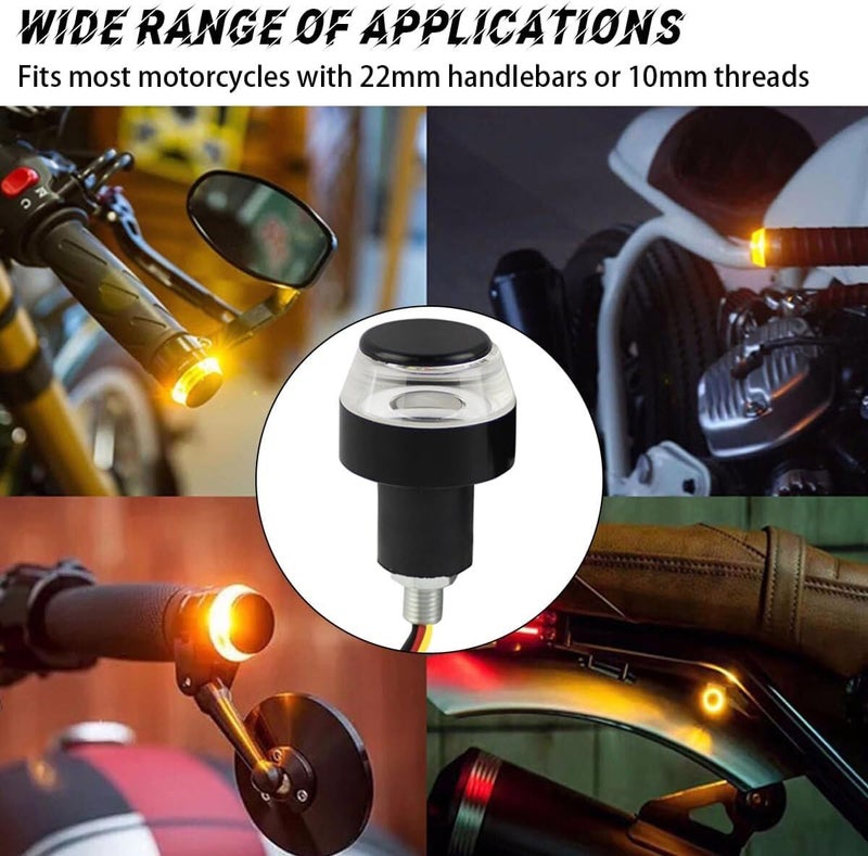 GONAMA Motorcycle Handlebar End LED Lights, Handlebar Indicator Turn Signal Light, 12V Handle Bar Grip End Plug Side Marker Lamp, Daytime Running Lights for Motorcycles, E-Bikes (White/Yellow) - Image 3