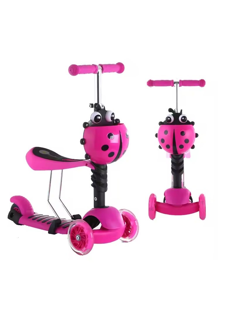 Kids Scooter Smart 3 Wheel Scooter with Light Up Scooter Music Folding Handle Adjustable Height Running Scooter with LED Light Up Extra Wide Wheels and Brake for Kids Ages 2-8_(pink)