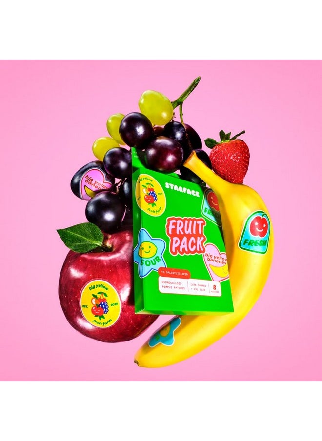 Starface World - Starface Fruit Pack Hydrocolloid Pimple Patches With 1% Salicylic Acid Xxl Size For Deeper Spots On Face And Body Fruit Sticker Shape (8 Count) - Image 1
