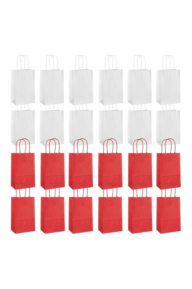 ذا بارتي بوبير 24 قطعة من أكياس الهدايا بمقبض، أكياس ورق كرافت 22 × 11 سم، أكياس هدايا للحلويات والحلوى والهدايا لأعياد ميلاد الأطفال، لوازم حفلات الزفاف، أكياس هدايا الحفلات - Image 1