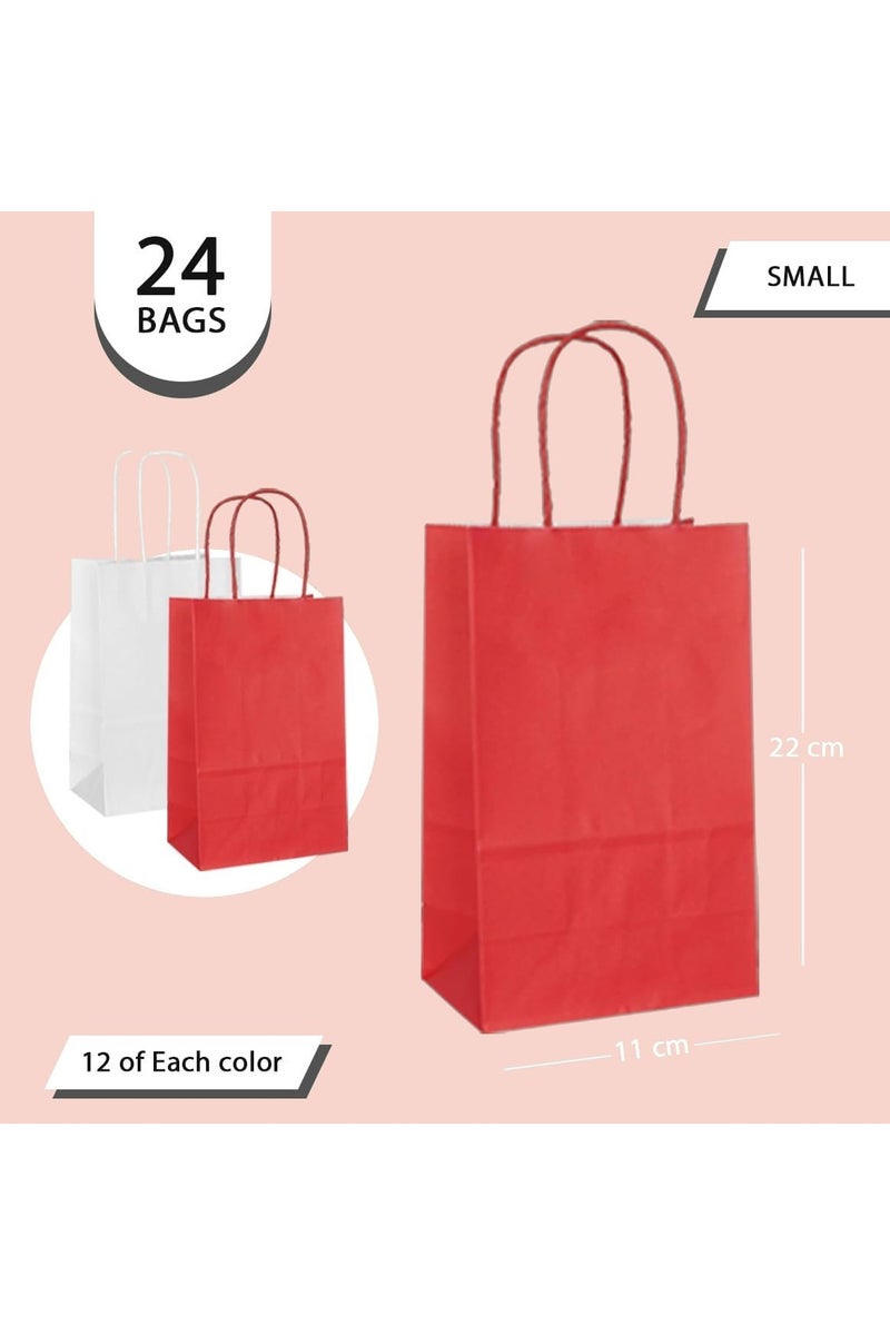 ذا بارتي بوبير 24 قطعة من أكياس الهدايا بمقبض، أكياس ورق كرافت 22 × 11 سم، أكياس هدايا للحلويات والحلوى والهدايا لأعياد ميلاد الأطفال، لوازم حفلات الزفاف، أكياس هدايا الحفلات - Image 2