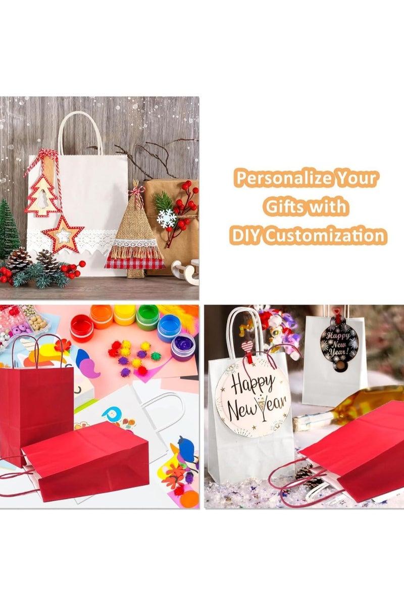 ذا بارتي بوبير 24 قطعة من أكياس الهدايا بمقبض، أكياس ورق كرافت 22 × 11 سم، أكياس هدايا للحلويات والحلوى والهدايا لأعياد ميلاد الأطفال، لوازم حفلات الزفاف، أكياس هدايا الحفلات - Image 5