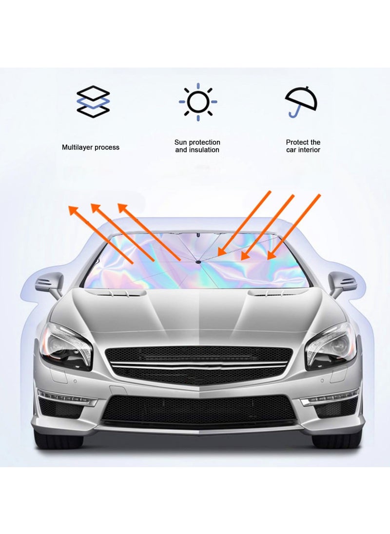 Excefore Car Wind Sun Shade Umbrella, Car Shade Front Windshield Cover Sun Visor, Foldable Automotive Windshield Sunshades, Protect Car from Sun Rays & Heat Damage, Keep Cool and Protect Interior  - Image 2