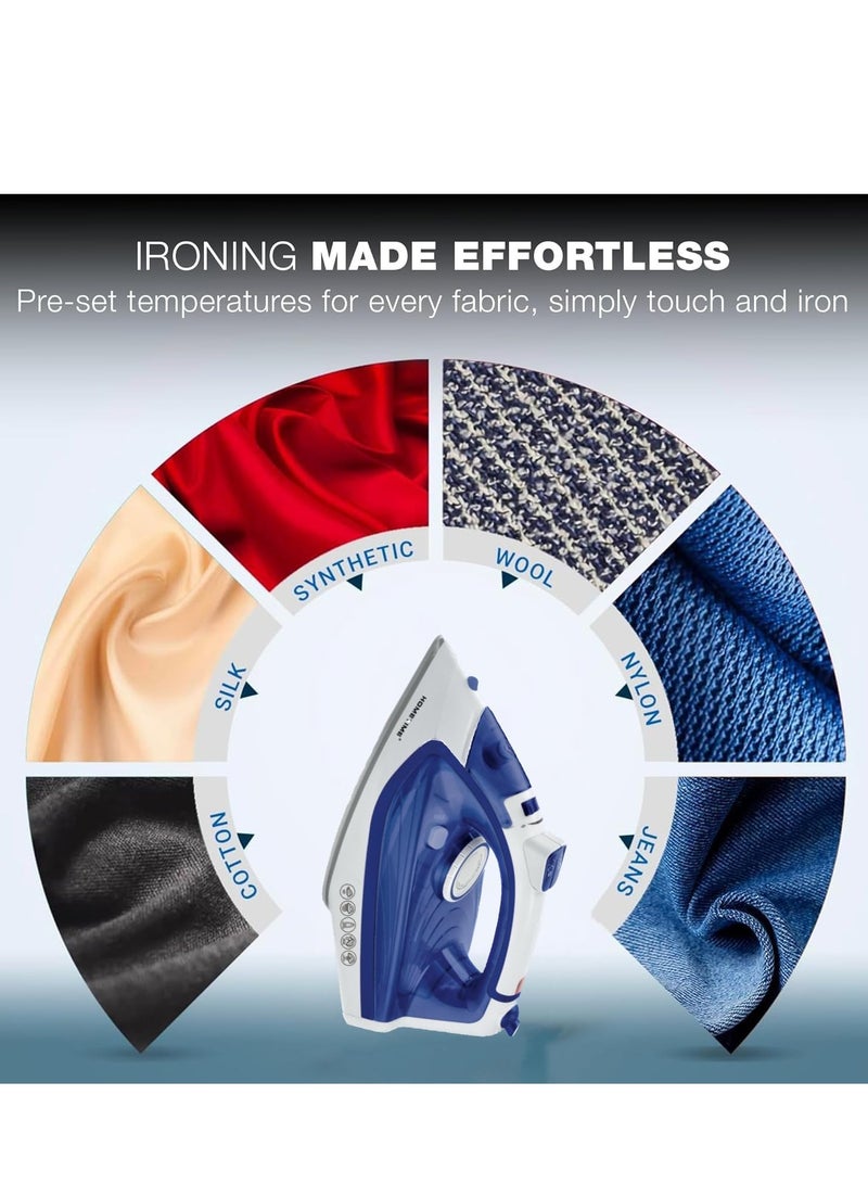 Wtrtr HOMETIME 2200W Steam Iron,Ceramic Coated Sole plate,1 Years Warranty.112BS-B (Blue)  - Image 2