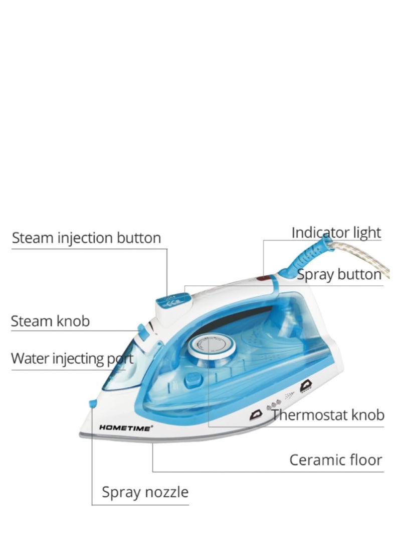Wtrtr HOMETIME 2200W Steam Iron,Ceramic Coated Sole plate,1 Years Warranty.112BS-B (Blue)  - Image 4